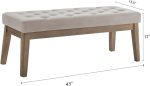 24KF Velvet Upholstered Buttons Tufted Entryway Bench with Solid Wood Leg,Bed Bench Ottoman with Padded Seat,5034-Taupe - Image 2