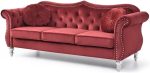 Velvet Sofa in Burgundy