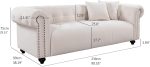 90.55"  Sofa,Retro Velvet Couch,3 Seater Tufted Sofa with 2 Pillows,Deep Seat Upholstered Classic Rolled Arms Couch for Small Spaces,Living Room,Apartment (White) - Image 2