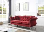 Velvet Sofa in Burgundy - Image 2