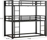 Heavy Duty Triple Bunk Bed, Twin Over Twin Over Twin Metal Bunkbeds with Ladder, Family-Friendly for All Ages, Bedroom, No Box Spring Needed, Easy Assembly, Black - Image 2