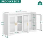 Home Bar Cabinet w/LED Light, 55'' Liquor Cabinet with 4 Doors, Coffee Bar Cabinet with Adjustable Shelves, Wine Cabinet for Kitchen, Living Room, White - Image 2