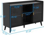 Wine Bar Cabinet with LED Light, Home Coffee Cabinet with Wine Rack and Glass Holder, Kitchen Buffet Sideboard W Storage Shelf, Freestanding Liquor Cabinet for Living Room, Dining Room (Black) - Image 2