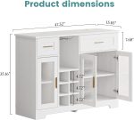 Sideboard Buffet Cabinet with Storage Buffet Table Wine Racks Glass Doors Built-in Power  Modern Kitchen Sideboard Cabinet with Doors and Shelves for Dining Room, Apartment - Image 2