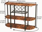 Wine Cabinet Bar Cart Table with Power Socket and LED Light, Three Tiers Coffee Bar Table Wine Rack Liqour Bar with Large Storage for Home Kitchen (Retro Brown) - Image 2