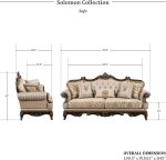Traditional Sofa Couch for Living Room, Rolled Arm Sofa with 5 Accent Pillows, Tufting, Queen Legs in Cherry Finish with Gold Tipping, Upholstered Living Room Furniture, 3 Seater Couch, Brown - Image 2