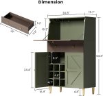 Modern Foldable Bar Cabinet with Wine Storage – Vintage Wine Cabinet Home Bar Cabinet Furniture, Liquor Cabinet Adjustable Shelves & Easy Assembly - Image 2