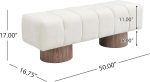 50" Chenille Fabric Dining Bench for 2 People, Upholstery Ottoman Bench, End of Bed Footstool, Living Room Sofa Extra Seat/Footrest, No Assembly Needed, Light Beige - Image 2