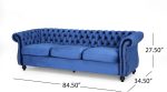 Upholstered  Sofa, Classic Retro Style 3 Seater Rolled Arm Couch for Living Room Bedroom Office, Navy Blue - Image 2
