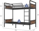 Bunk Bed Twin Over Twin, Heavy Duty Metal Bunkbeds with Ladder and Full-Length Guardrail, Convertible into 2 Individual Twin Beds for Kids, Teens, and Adults, Under-Bed Storage Space, Rustic Brown - Image 2