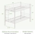 Bunk Bed Twin Over Twin, Metal Bunkbeds with Ladder and Full-Length Guardrail, No Box Spring Needed, Space Saving, Noise Free, Off White - Image 2