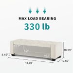 48" Ottoman with Storage, Storage Ottoman Bench with Safety Hinge, Upholstered Entryway Bench with Seating for Bedroom, Living Room, Holds up to 330 lb, Beige - Image 2