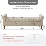 Storage Bench for Bedroom, 65.6'' Ribbed End of Bed  Upholstered Extra-Long Bench for Entryway, Hallway, Cloakroom, Window, Griege. - Image 2