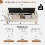 66''  Storage Bench for Bedroom End of Bed, Bedroom Benches for Foot of Bed  with Gold Legs, Cream White Storage Ottoman Bench with Storage for Bedroom, Teddy - Image 2