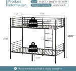 Bunk Bed Twin Over Twin for Kids, Teens & Adults Bunk Bed with Stairs & Flat Rungs, Heavy Duty Metal Slats, No Box Spring Needed, Black - Image 2