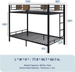 Twin Over Twin Bunk Bed with Rustic Wooden Accents, Sturdy Metal Frame, Space-Saving Design, Noise-Free, Black - Image 2