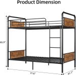 Twin Over Twin Metal Bunk Bed with High Guardrail and Ladder, Convertible Metal Bunk Beds for Kids/Teens/Adults,Easy Assembly, No Box Spring Needed - Image 2