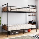 Twin Over Twin Metal Bunk Bed with High Guardrail and Ladder, Convertible Metal Bunk Beds for Kids/Teens/Adults,Easy Assembly, No Box Spring Needed