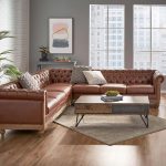 PU  Sofa, Retro Style Upholstered 6 Seat Leather Rolled Arm Couch for Living Room Bedroom, Light Brown