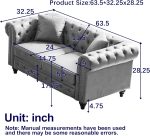 Sofa, Retro Style Upholstered 2 Seater Tech Fabric Couch with Rolled Arm for Living Room Bedroom Office, Brown - Image 2