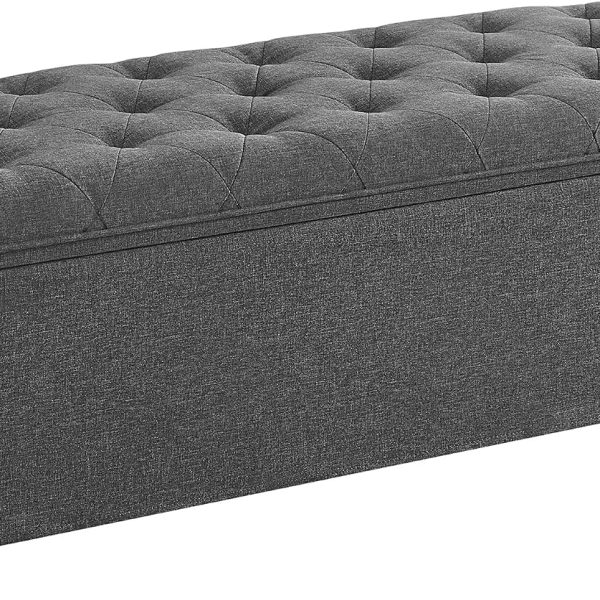 Storage Ottoman Bench, Foot Rest with Legs, 15.7 x 43.3 x 15.7 Inches, End of Bed Bench, Storage Chest, Load up to 660 lb, for Living Room, Bedroom, Entryway, Dark Gray