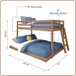 Twin Over Full Bunk Bed, Low Bunk Bed Frame for Kids, Bunk with Ladder, Guardrail, and Slats, No Box Spring Required, Oak Embossed Pecan - Image 2