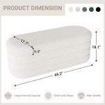Storage Ottoman Bench 49.2 Inch Upholstered Fabric Storage Bench for Bedroom End of Bed Aesthetic Large Oval Ottoman for Living Room Entryway (Ivory) - Image 2