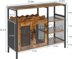 Wine Bar Rack Cabinet with Detachable Wine Rack, Coffee Bar Cabinet with Glass Holder, Small Sideboard and Buffet Cabinet with Mesh Door, Rustic Brown, Large - Image 2