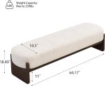 Minimalist Style Rectangular Loop Yarn Fabric Ottoman Bench, Rubberwood Frame, Entryway Bench, Living Room Sofa Extra Seat, End of Bed Footstool, Beige+Brown - Image 2